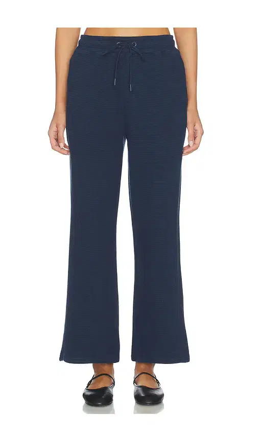 Waffle Knit Cropped Track Pant