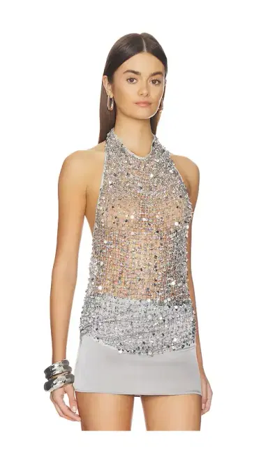 LaPointe Sequin Halter Neck Top | Thumbnail 2