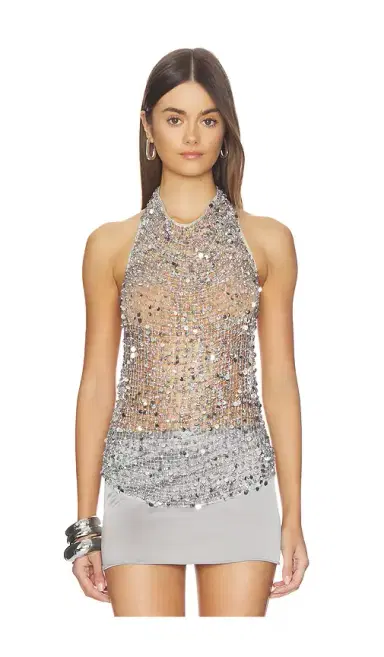 LaPointe Sequin Halter Neck Top | Thumbnail 1