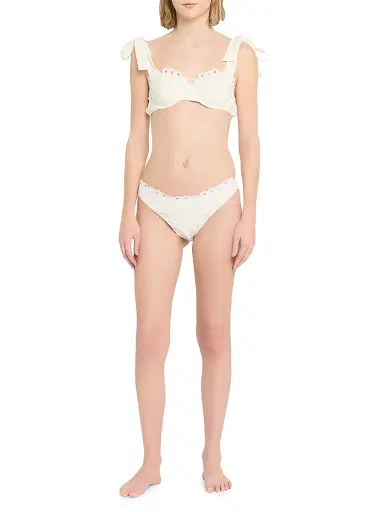 Simkhai Women's Gina Embroidered Bikini Bottom - Ivory - Size XS | Thumbnail 2 Simkhai Women's Gina Embroidered Bikini Bottom - Ivory - Size XS | Thumbnail 2