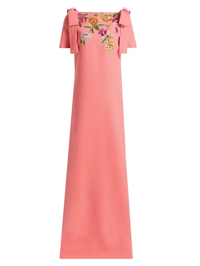 Carolina Herrera Women's Floral-Embroidered Column Gown - Sunset