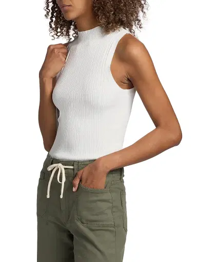 PAIGE Women's Ravyn Knit Tank Top - White - Size Large | Thumbnail 4