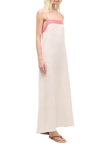 Staud Women's Laura Tipped Linen Maxi Dress - Blush Canyon - Size XL | Thumbnail 3 Staud Women's Laura Tipped Linen Maxi Dress - Blush Canyon - Size XL | Thumbnail 3