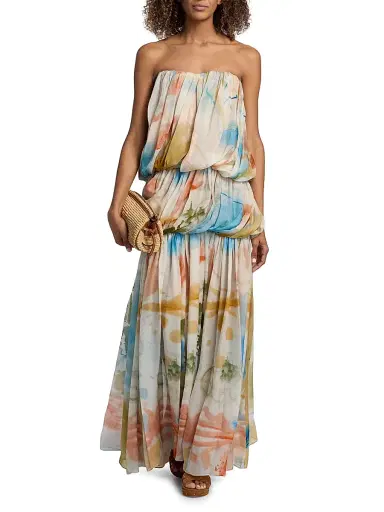 Ulla Johnson Women's Reverie Silk Tiered Gown - Western Dream - Size 4 | Thumbnail 2 Ulla Johnson Women's Reverie Silk Tiered Gown - Western Dream - Size 4 | Thumbnail 2