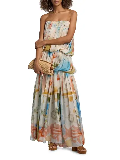 Ulla Johnson Women's Reverie Silk Tiered Gown - Western Dream - Size 4 | Thumbnail 3 Ulla Johnson Women's Reverie Silk Tiered Gown - Western Dream - Size 4 | Thumbnail 3