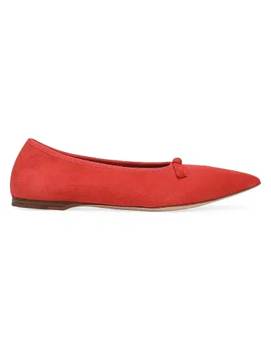 Favorite Daughter Women's Leah Bow-Detail Suede Ballet Flats - Tomato - Size 8.5 | Thumbnail 1 Favorite Daughter Women's Leah Bow-Detail Suede Ballet Flats - Tomato - Size 8.5 | Thumbnail 1