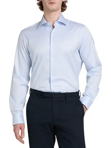 Saks Fifth Avenue Men's COLLECTION Nailshead Cotton Shirt - Blue - Size 18 | Thumbnail 3