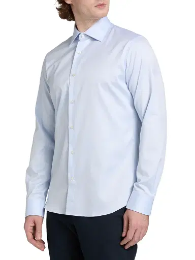 Saks Fifth Avenue Men's COLLECTION Nailshead Cotton Shirt - Blue - Size 18 | Thumbnail 4