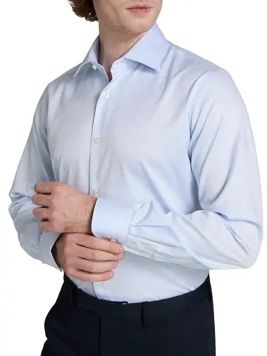 Saks Fifth Avenue Men's COLLECTION Nailshead Cotton Shirt - Blue - Size 18 | Thumbnail 6