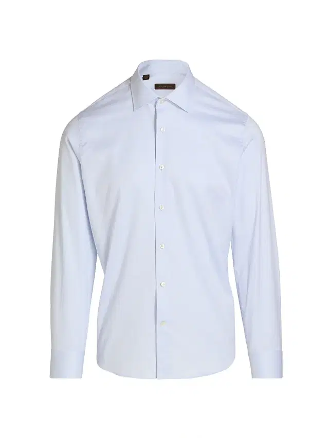 Men's COLLECTION Nailshead Cotton Shirt - Blue