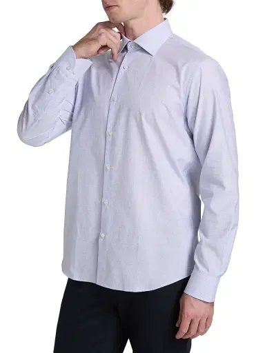 Saks Fifth Avenue Men's COLLECTION Plaid Cotton Dress Shirt - Pink - Size 18 | Thumbnail 4