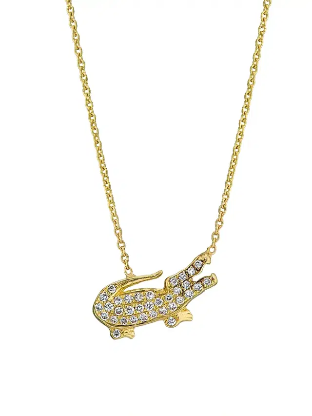 Women's 18K Yellow Gold & 0.10 TCW Diamond Crocodile Pendant Necklace - Yellow Gold Women's 18K Yellow Gold & 0.10 TCW Diamond Crocodile Pendant Necklace - Yellow Gold