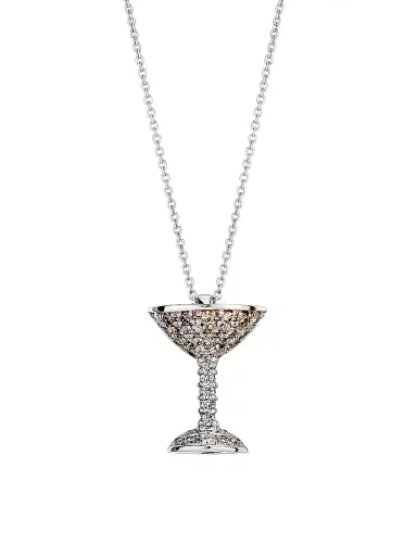 Roberto Coin Women's Tiny Treasures 18K White Gold & 0.11 TCW Diamond Espresso Martini Pendant Necklace - White Gold | Thumbnail 1 Roberto Coin Women's Tiny Treasures 18K White Gold & 0.11 TCW Diamond Espresso Martini Pendant Necklace - White Gold | Thumbnail 1
