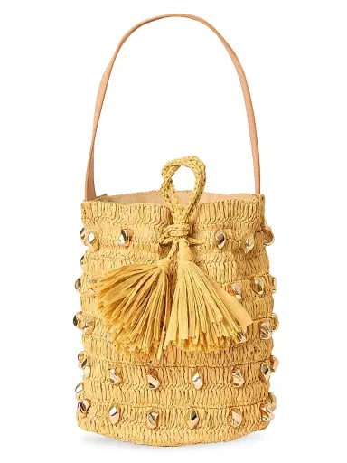 BTB Los Angeles Women's Gaila Studded Raffia Bucket Bag - Natural | Thumbnail 1