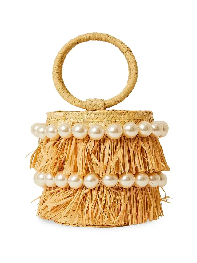 BTB Los Angeles Women's Liv Straw Bucket Bag - Pearl