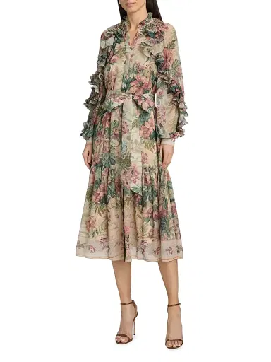 Kobi Halperin Women's Amanda Floral Ruffle Midi-Dress - Rose Multi | Thumbnail 3