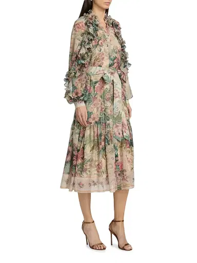 Kobi Halperin Women's Amanda Floral Ruffle Midi-Dress - Rose Multi | Thumbnail 4