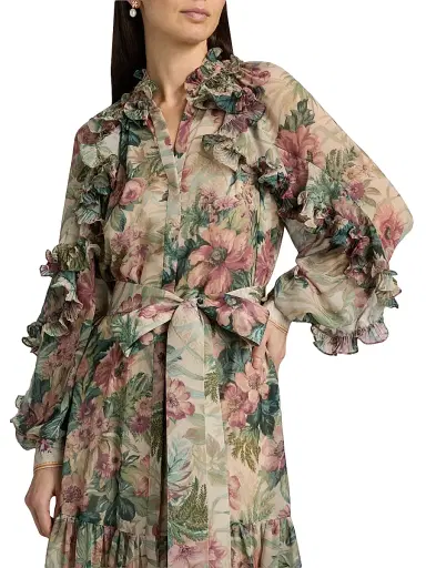 Kobi Halperin Women's Amanda Floral Ruffle Midi-Dress - Rose Multi | Thumbnail 6