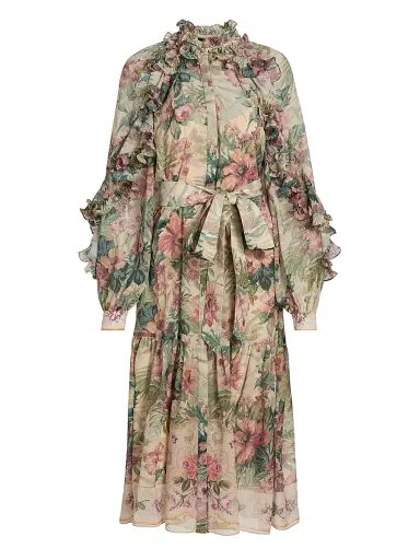 Kobi Halperin Women's Amanda Floral Ruffle Midi-Dress - Rose Multi | Thumbnail 1