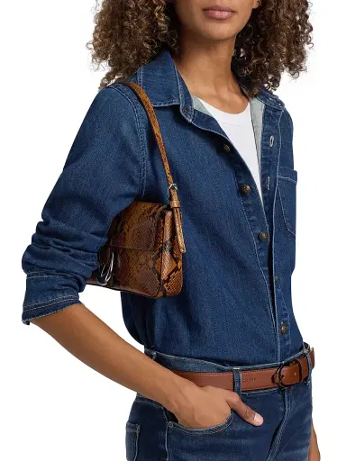 Kobi Halperin Women's Olive Denim Patch-Pocket Shirt - Medium Indigo | Thumbnail 6