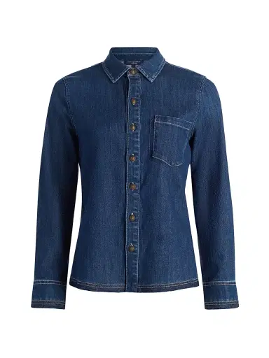 Kobi Halperin Women's Olive Denim Patch-Pocket Shirt - Medium Indigo | Thumbnail 1
