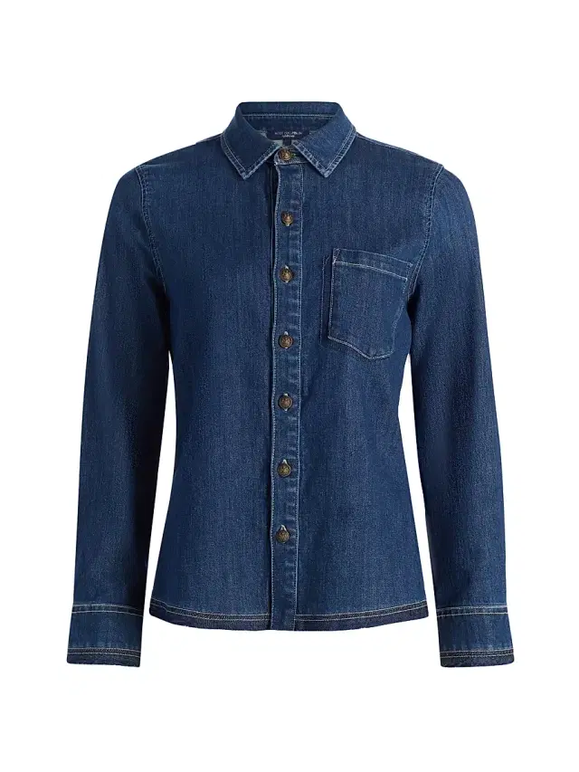 Kobi Halperin Women's Olive Denim Patch-Pocket Shirt - Medium Indigo