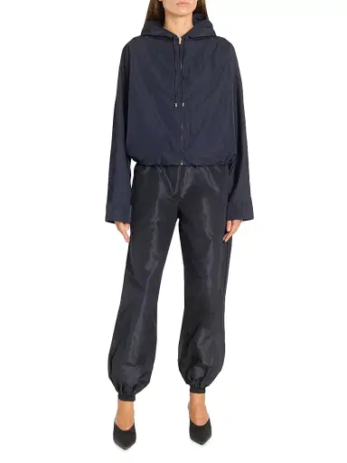 Alaïa Women's Hooded Windbreaker Jacket - Navy | Thumbnail 2