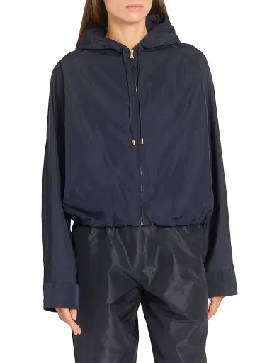 Alaïa Women's Hooded Windbreaker Jacket - Navy | Thumbnail 3