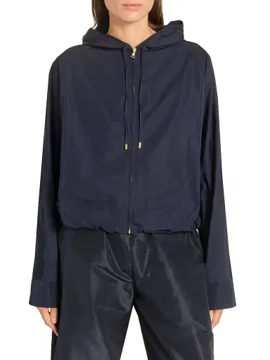 Alaïa Women's Hooded Windbreaker Jacket - Navy | Thumbnail 6