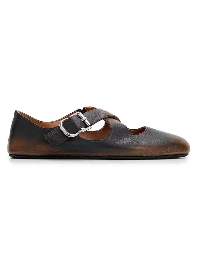 ALAIA Women's Cross-Strap Leather Ballet Flats - Ebene