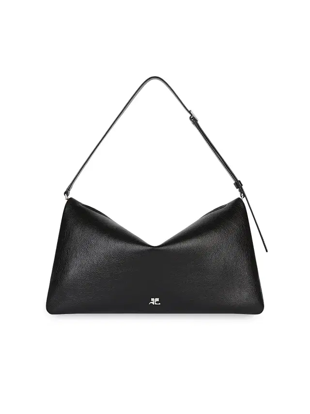 Courreges Women's Cuff Leather Shoulder Bag - Black