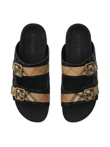 Burberry Men's Check Suede Urchin Sandals - Black - Size 13 | Thumbnail 4