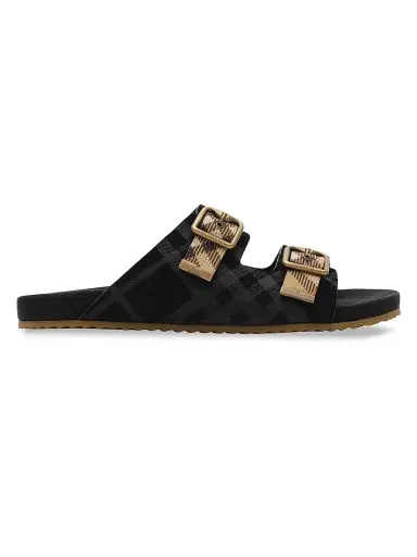 Burberry Men's Check Suede Urchin Sandals - Black - Size 13 | Thumbnail 1