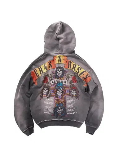 Represent Men's Guns N' Roses Tour Hoodie - Stained Black - Size XXL | Thumbnail 3