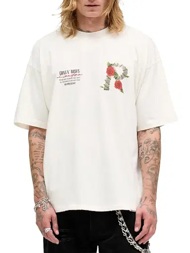 Represent Men's Guns N' Roses Tour Crewneck T-Shirt - Flat White - Size XL | Thumbnail 4 Represent Men's Guns N' Roses Tour Crewneck T-Shirt - Flat White - Size XL | Thumbnail 4