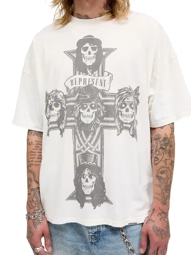 Represent Men's Guns N' Roses Cross Crewneck T-Shirt - Washed Ecru - Size XL | Thumbnail 4