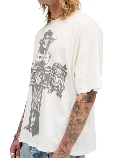Represent Men's Guns N' Roses Cross Crewneck T-Shirt - Washed Ecru - Size XL | Thumbnail 5