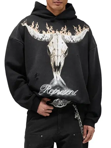 Represent Men's British Cowboys Graphic Hoodie - Stained Black - Size XXL | Thumbnail 4