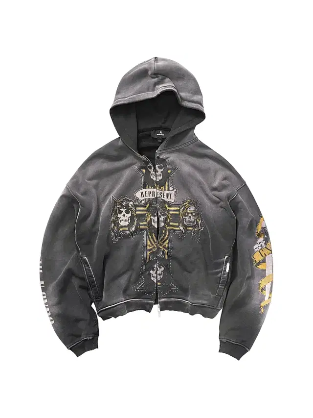 Represent Men's Guns N' Roses Full-Zip Hoodie - Stained Black
