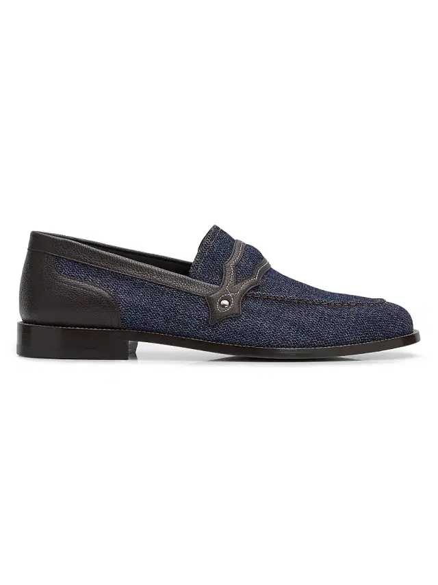 Manolo Blahnik Men's Alamo Denim & Leather Loafers - Dark Blue