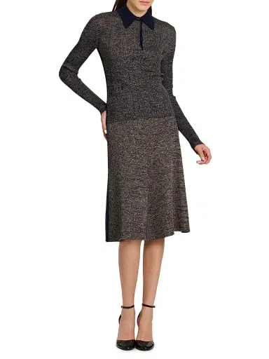 Ferragamo Women's Wool-Blend Rib-Knit Long-Sleeve Polo Top | Thumbnail 2 Ferragamo Women's Wool-Blend Rib-Knit Long-Sleeve Polo Top | Thumbnail 2