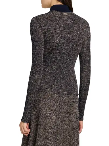Ferragamo Women's Wool-Blend Rib-Knit Long-Sleeve Polo Top | Thumbnail 5 Ferragamo Women's Wool-Blend Rib-Knit Long-Sleeve Polo Top | Thumbnail 5