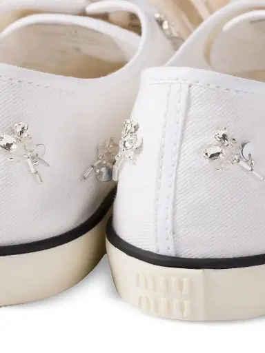 Miu Miu Women's Embroidered Drill Sneakers - White - Size 5.5 | Thumbnail 2