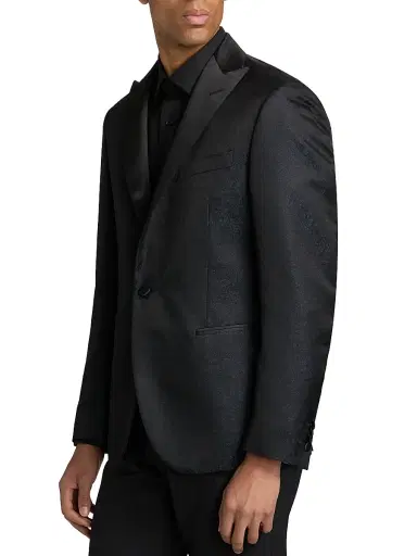 CORNELIANI Men's Wool-Silk Jacquard Sport Jacket - Navy - Size 46 | Thumbnail 4
