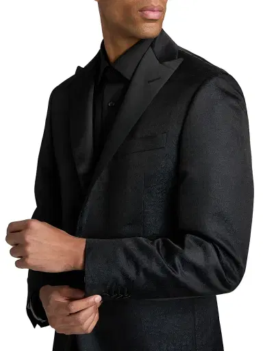 CORNELIANI Men's Wool-Silk Jacquard Sport Jacket - Navy - Size 46 | Thumbnail 6