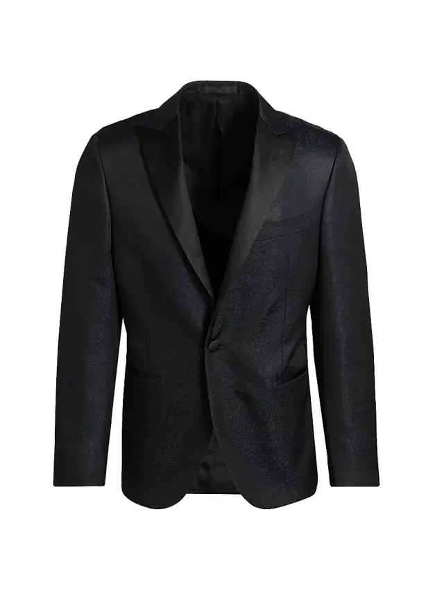 Corneliani Men's Wool-Silk Jacquard Sport Jacket - Navy