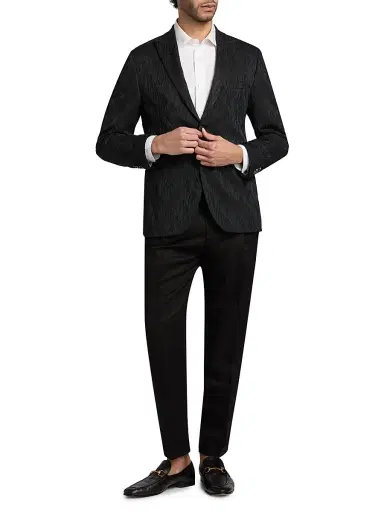CORNELIANI Men's Black Flame Single-Breasted Evening Jacket - Black - Size 48 | Thumbnail 2 CORNELIANI Men's Black Flame Single-Breasted Evening Jacket - Black - Size 48 | Thumbnail 2