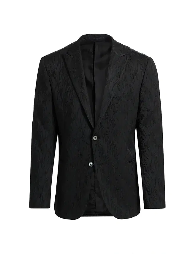 Corneliani Men's Black Flame Single-Breasted Evening Jacket - Black