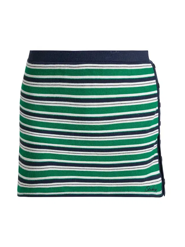 SIMKHAI Women's Franky Striped Knit Miniskirt - Kelly Green Stripe