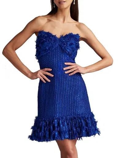 Tadashi Shoji Women's Frayed Strapless Minidress - Neon Blue - Size 10 | Thumbnail 3 Tadashi Shoji Women's Frayed Strapless Minidress - Neon Blue - Size 10 | Thumbnail 3